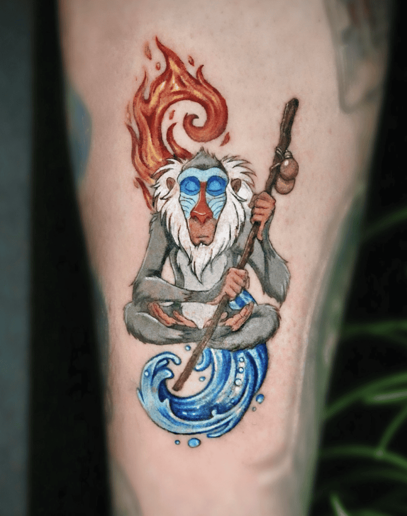 Rafiki Fire Water Monkey Tattoo