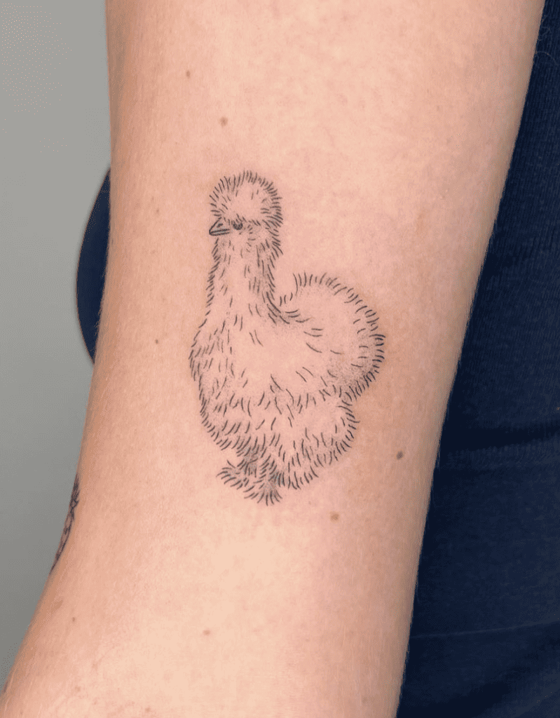 Silkie Fluffy Chicken Tattoo