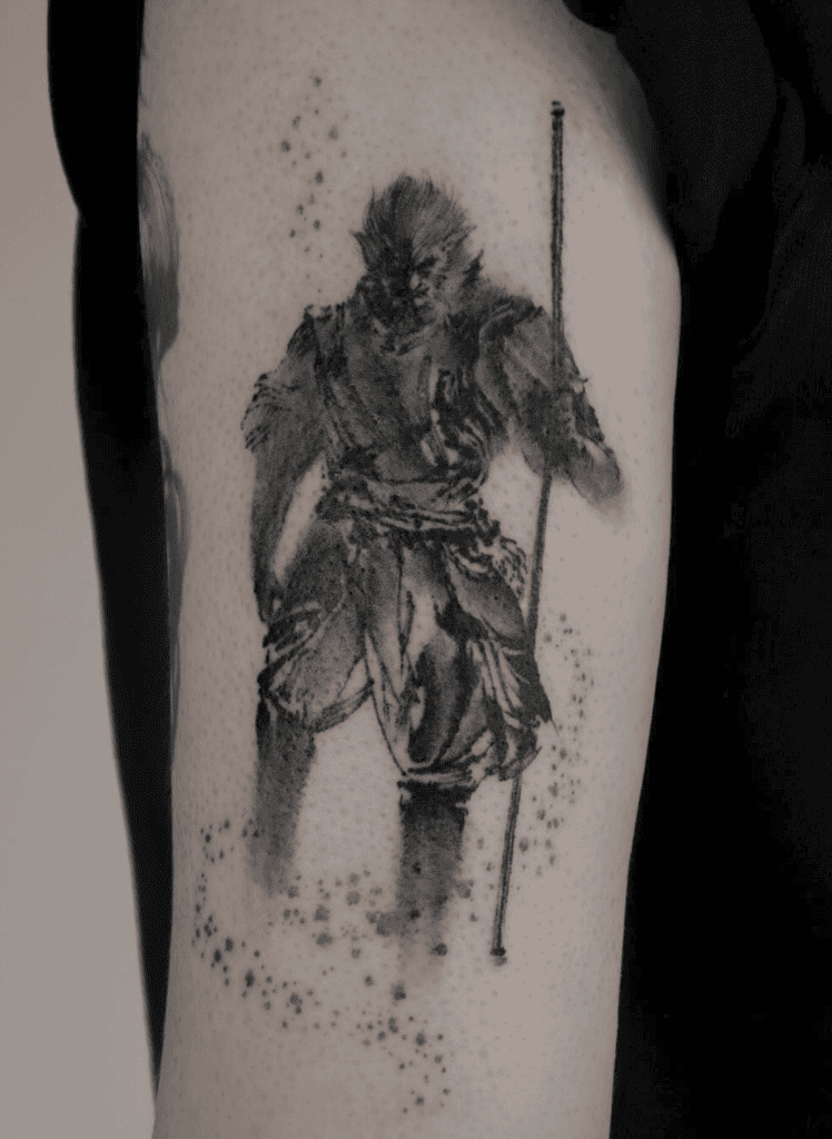 Son Wukong Staff Monkey Tattoo