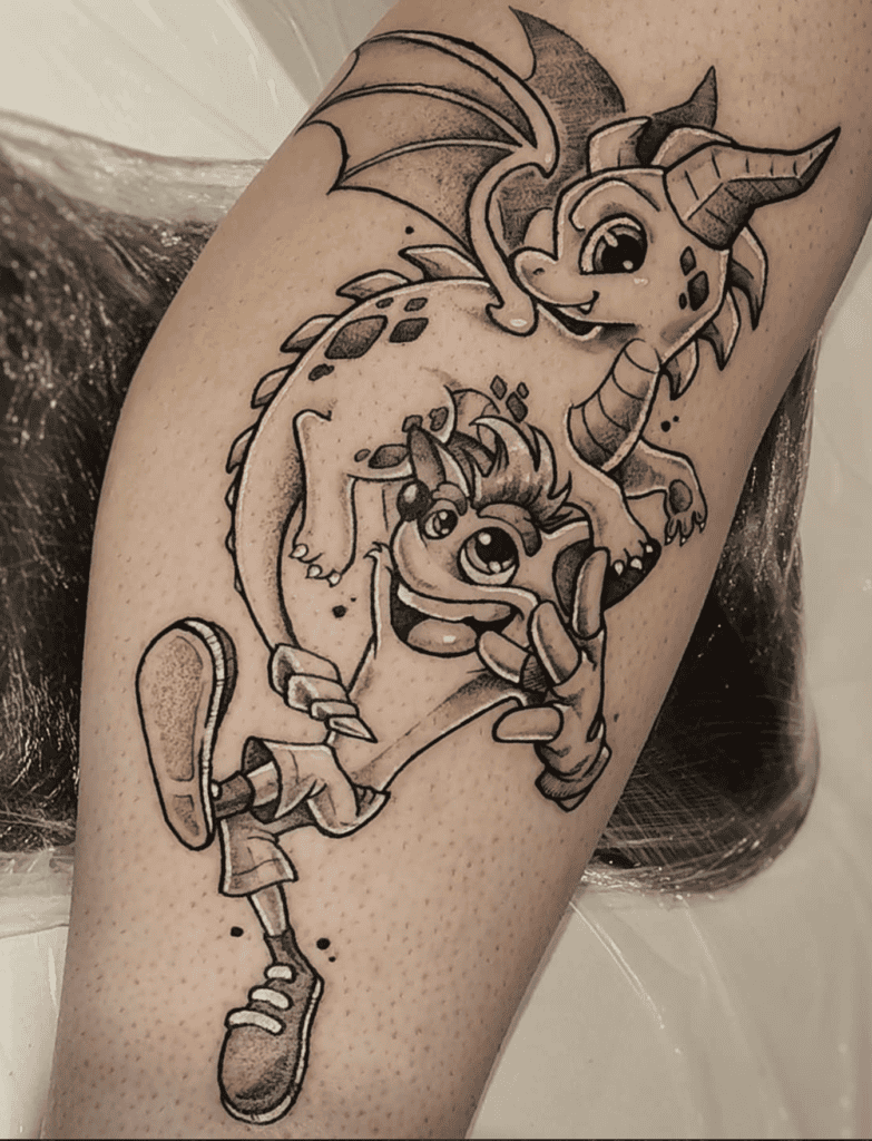 Spyro X Crash Bandicoot Cute Tattoo