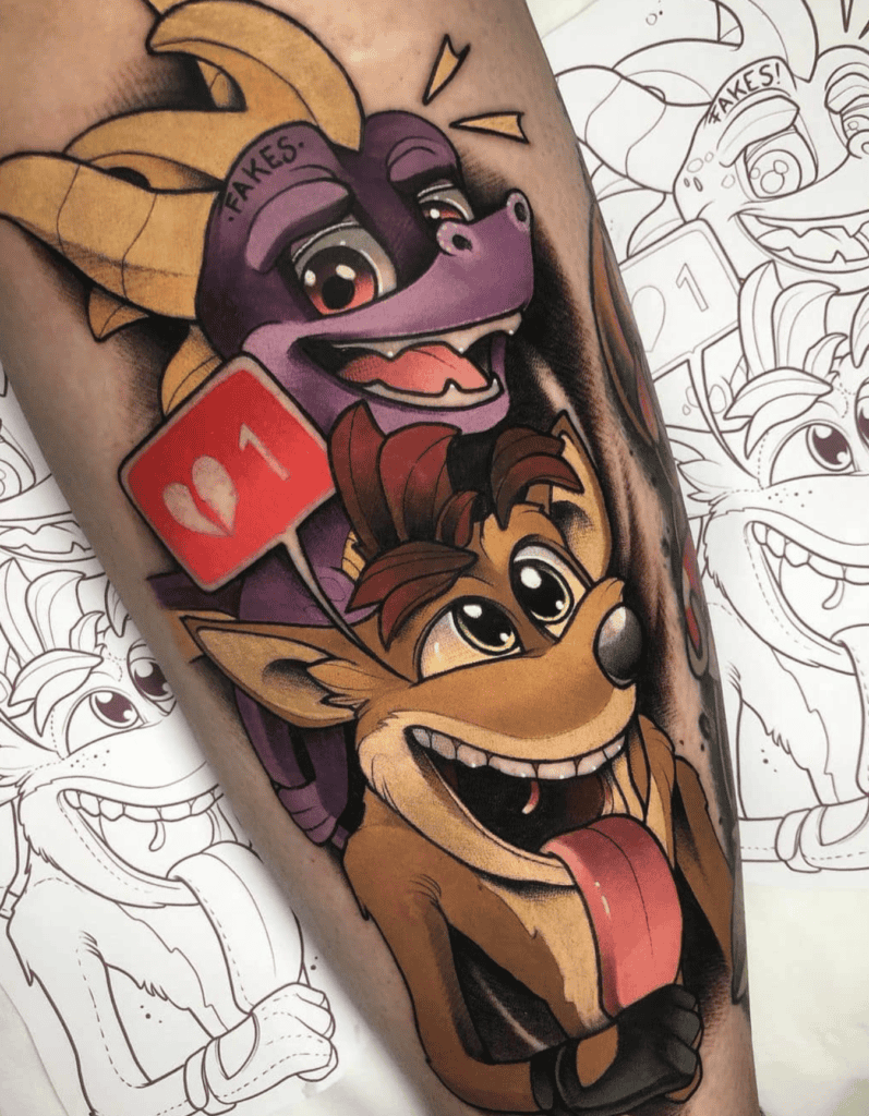 Spyro X Crash Bandicoot Love Tattoo