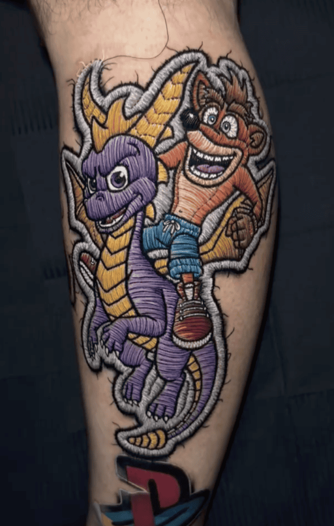 Spyro X Crash Bandicoot Patch Tattoo