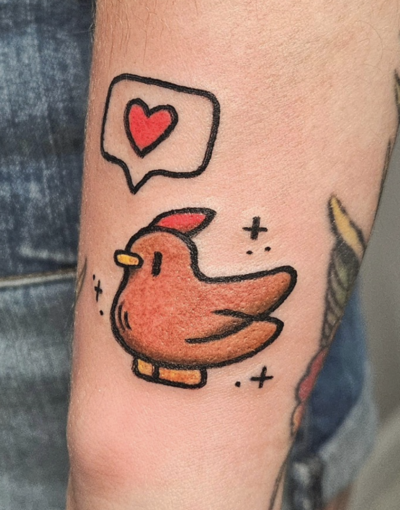 Stardew Valley Heart Chicken Tattoo