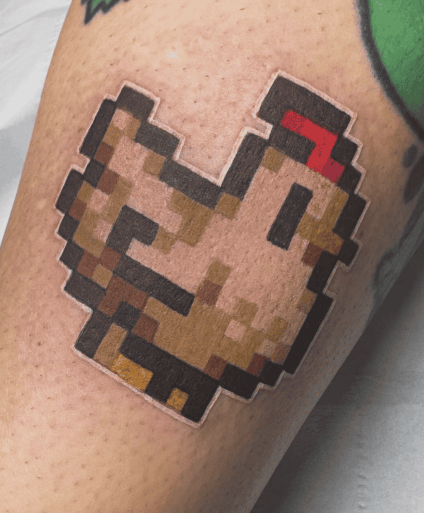Stardew Valley Pixel Chicken Tattoo