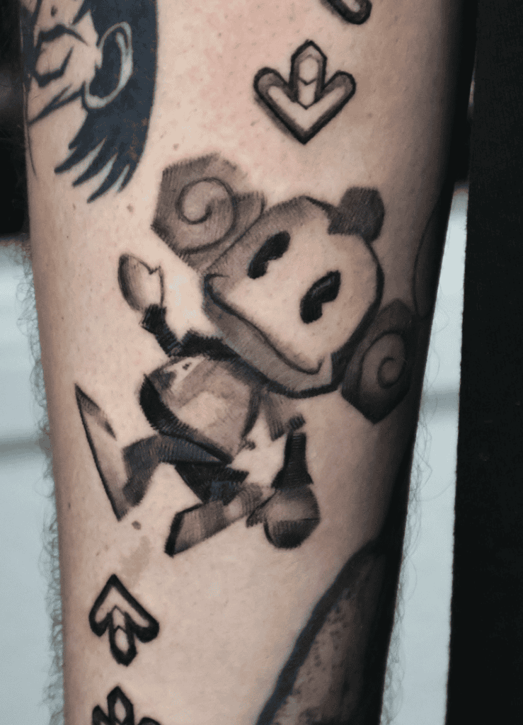Super Monkey Pixel Ball Monkey Tattoo