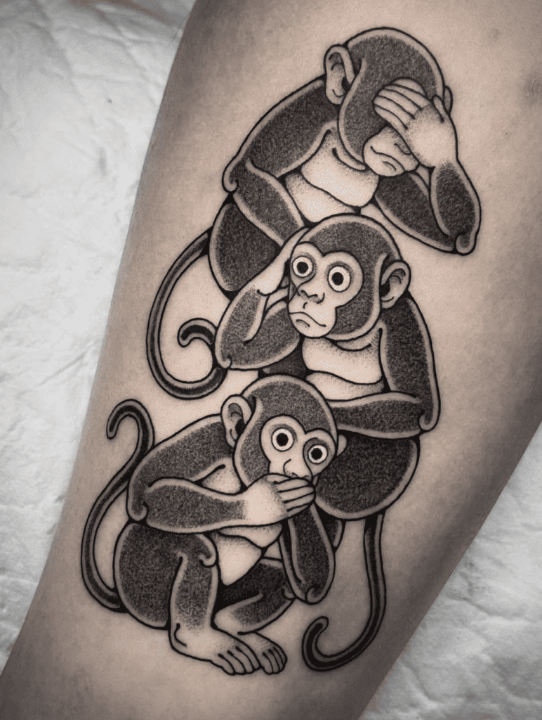 The Three Wise Monkeys Monkey Tattoo