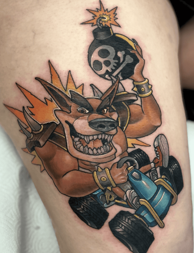 Tiny Tiger Racing Crash Bandicoot Tattoo