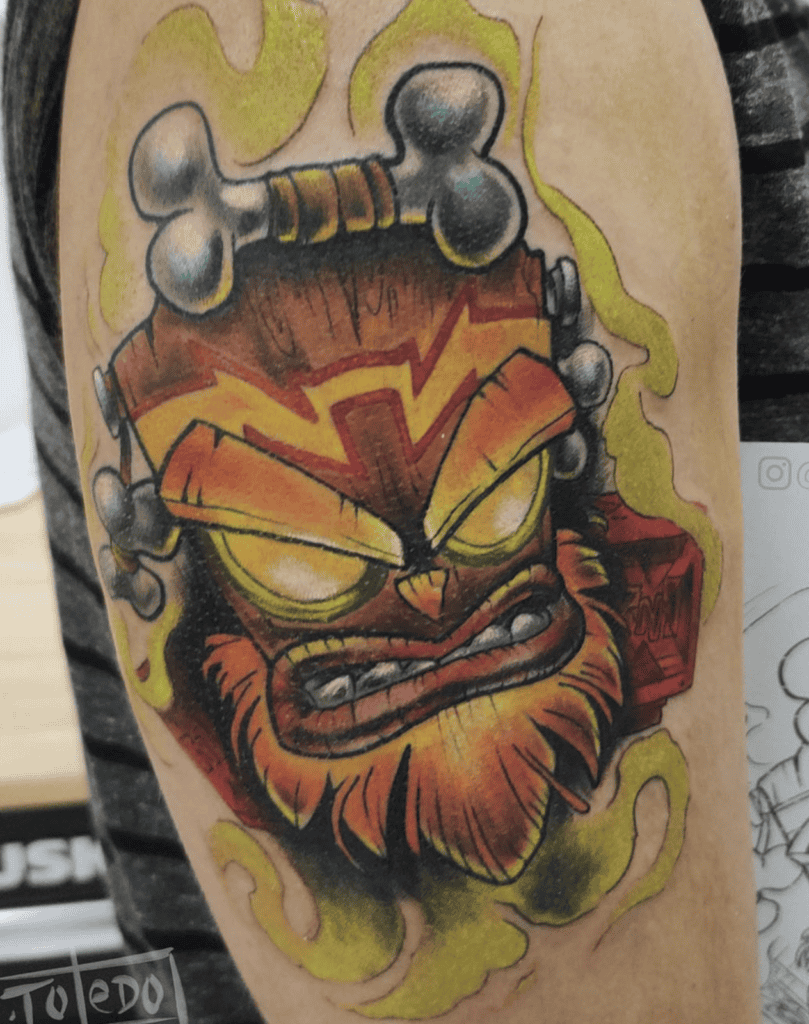 Uka Uka Angry Crash Bandicoot Tattoo