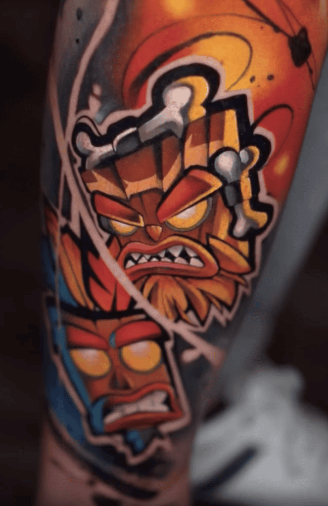 Uka Uka Battle Crash Bandicoot Tattoo