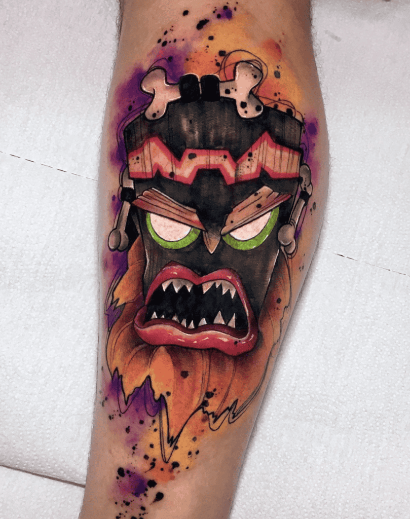 Uka Uka Colour Crash Bandicoot Tattoo