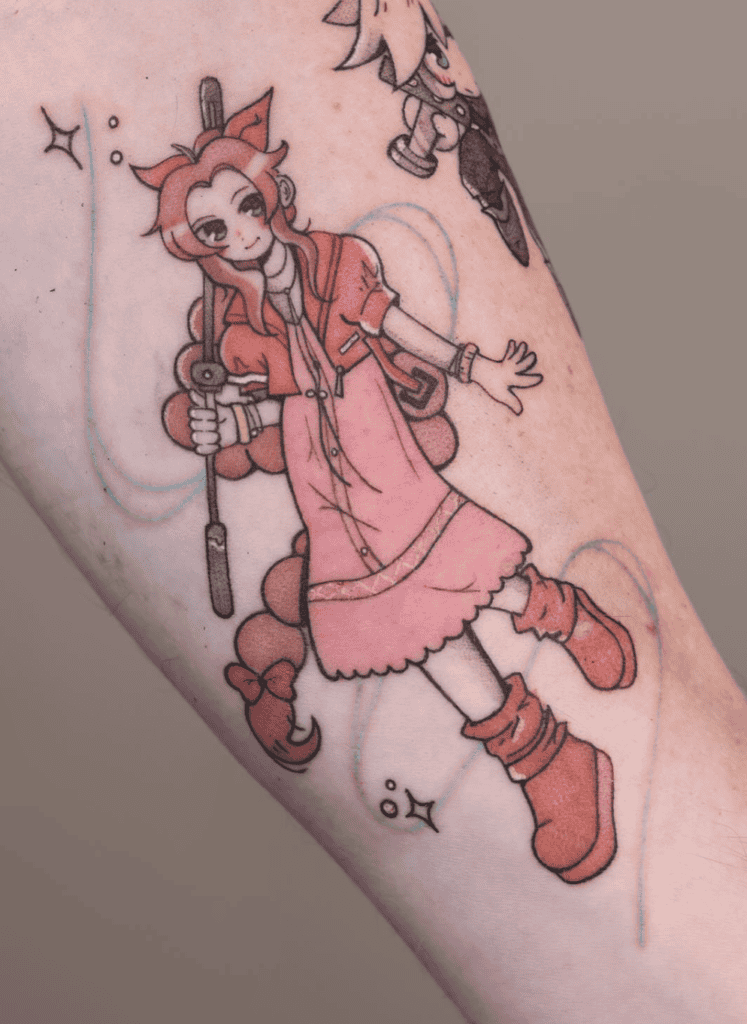 Aerith Gainsborough Cute Final Fantasy Tattoo