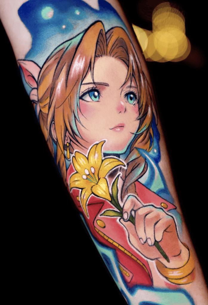Aerith Gainsborough Flower Final Fantasy Tattoo