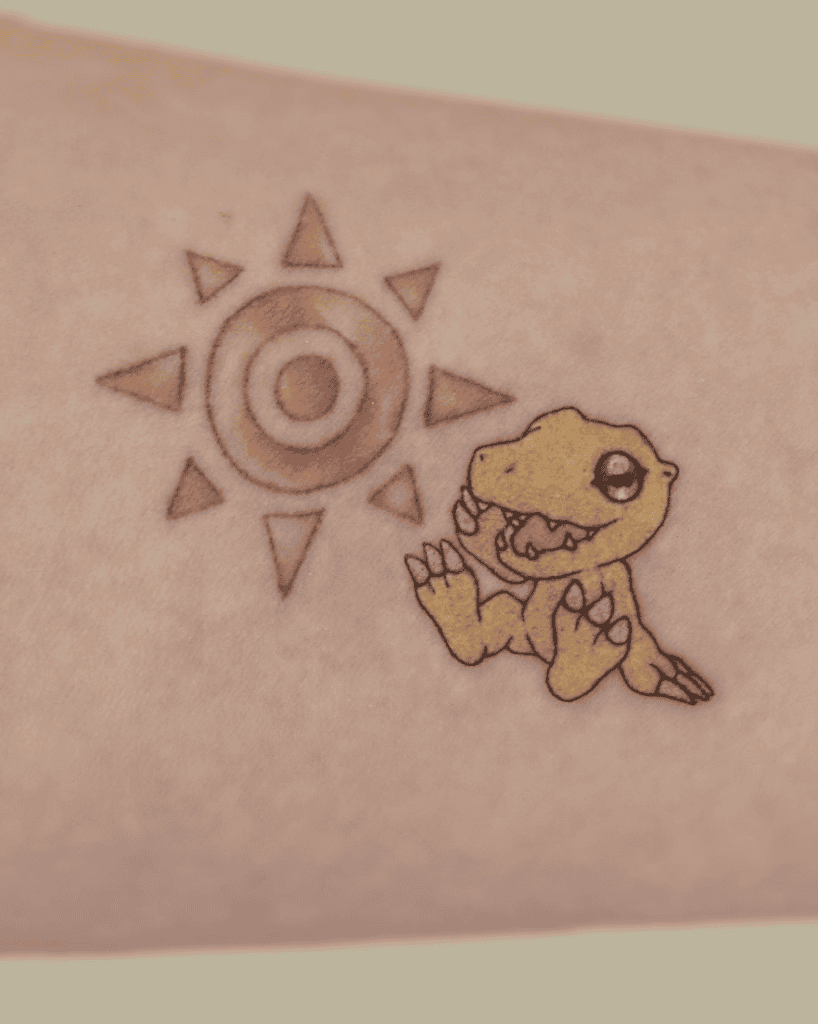 Agumon Sun Digimon Tattoo