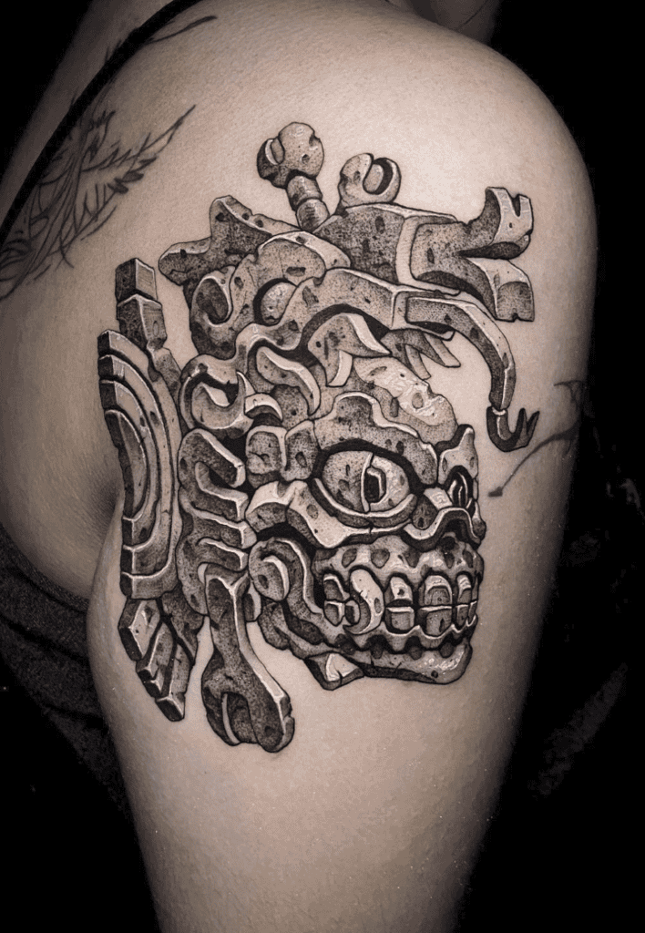 Ah Puch Head Mayan Mythology Tattoo