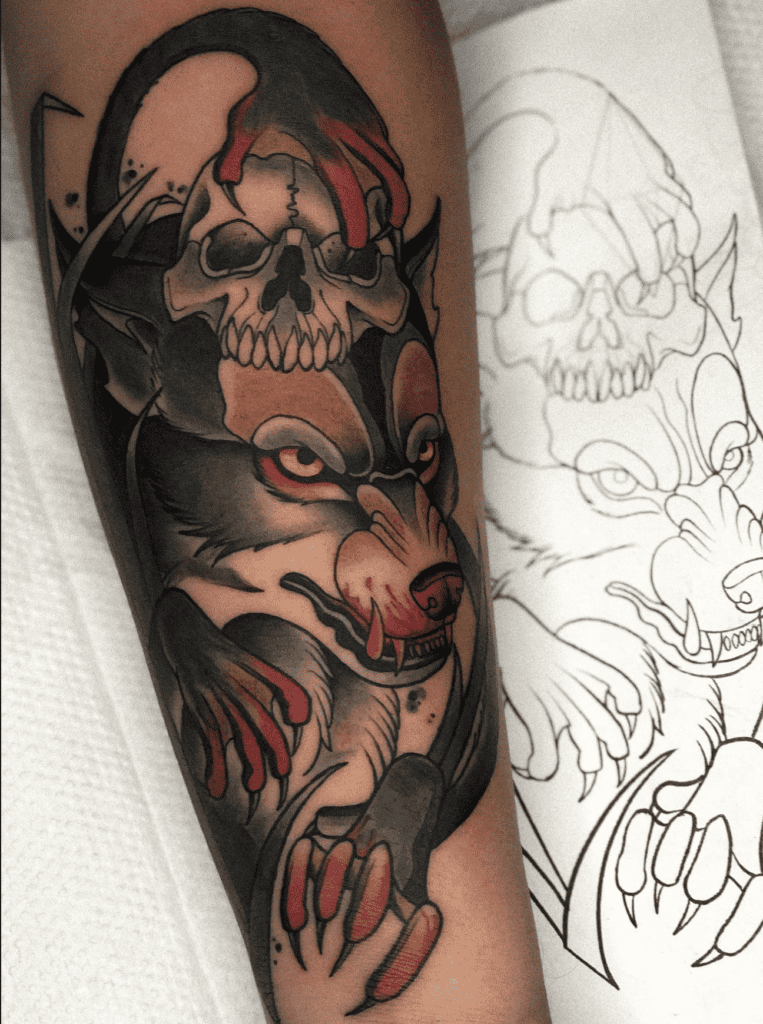 Ahuizotl Wolf Aztec Mythology Tattoo