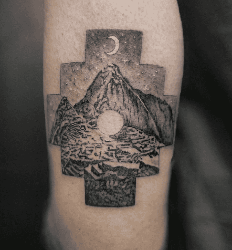 Andean Cross Mountain Inca Mythology Tattoo