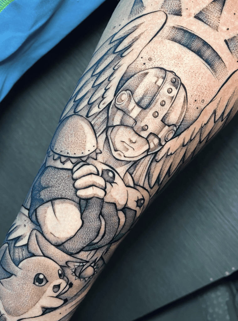Angemon Stance Digimon Tattoo