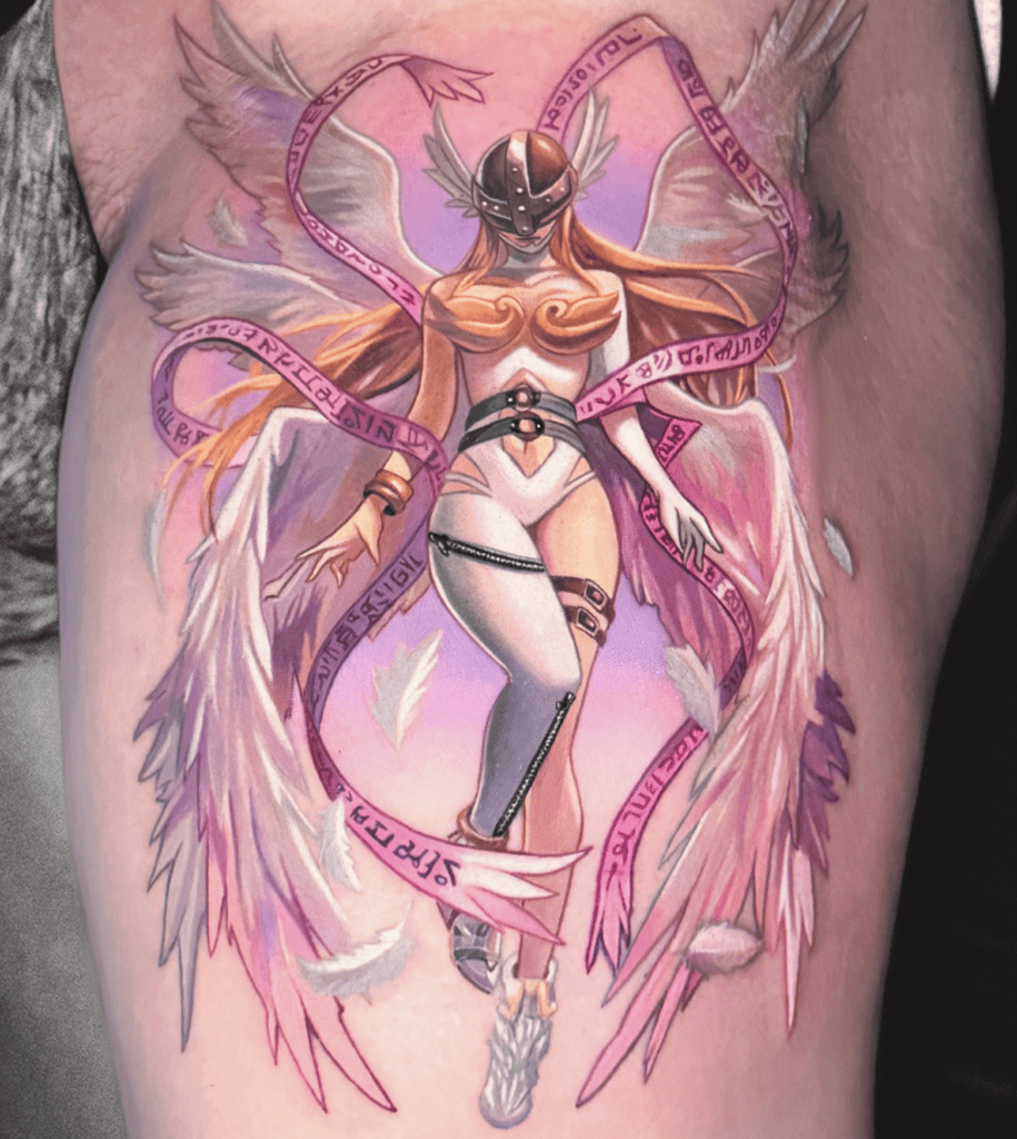 Angewoman Pink Digimon Tattoo
