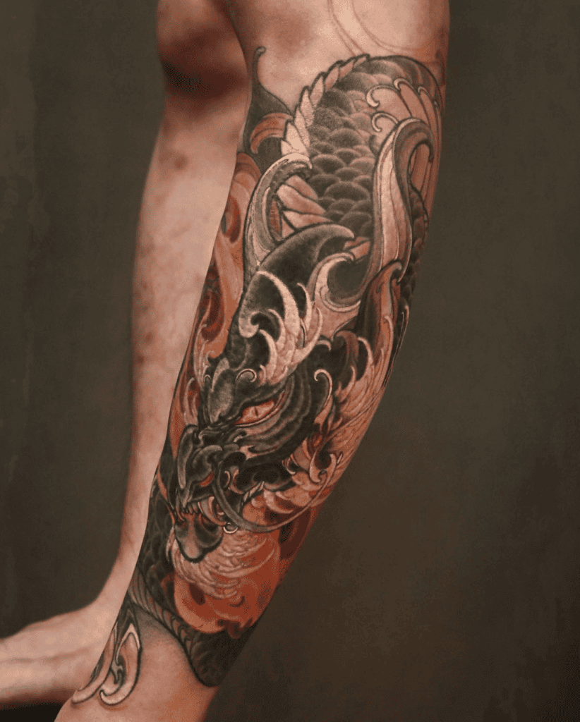 Black Face Dragon Tattoo