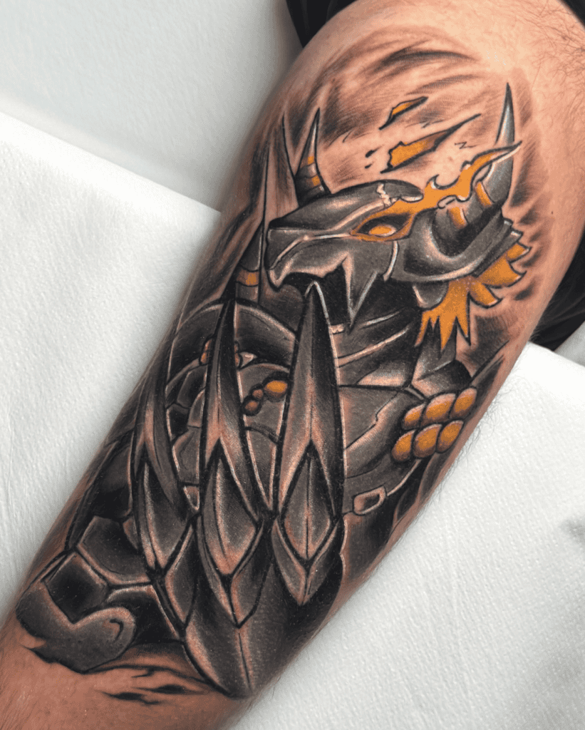 Black WarGreymon Flame Digimon Tattoo