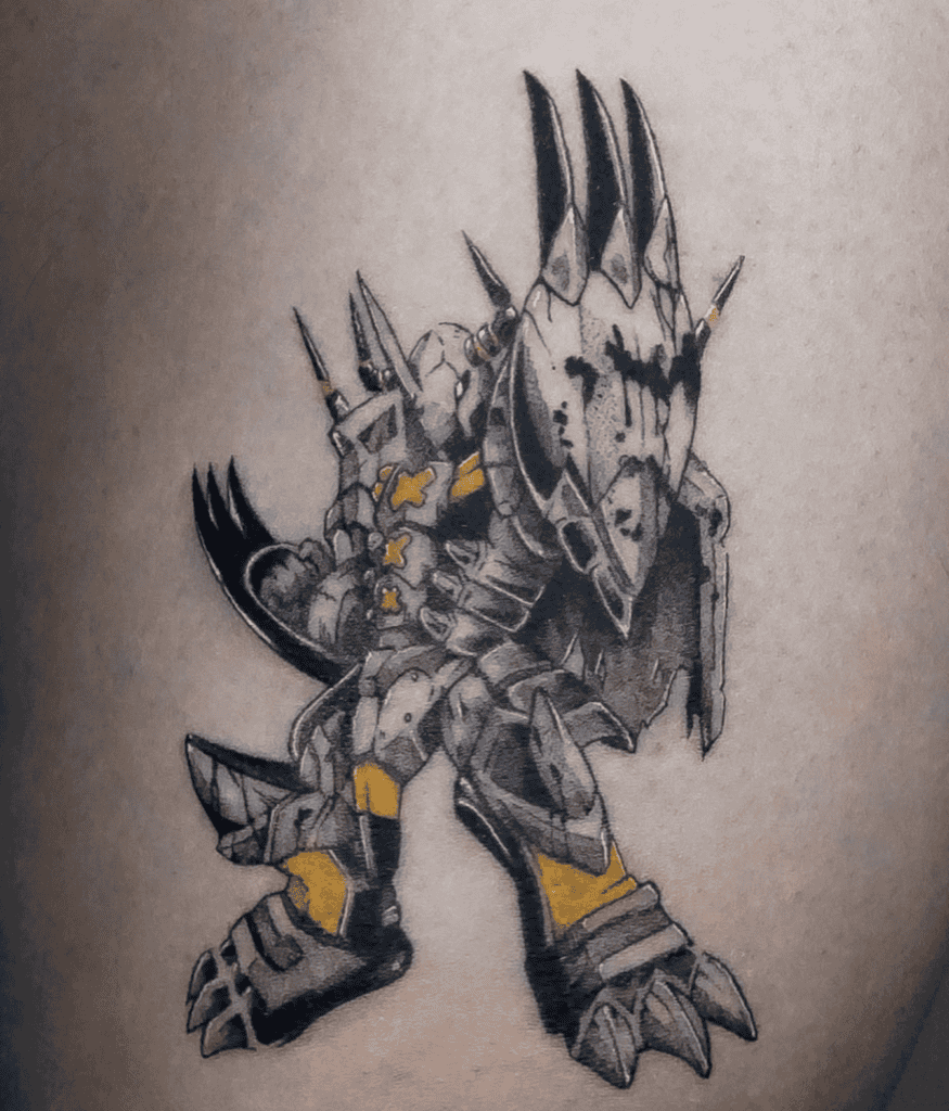Black WarGreymon Stance Digimon Tattoo