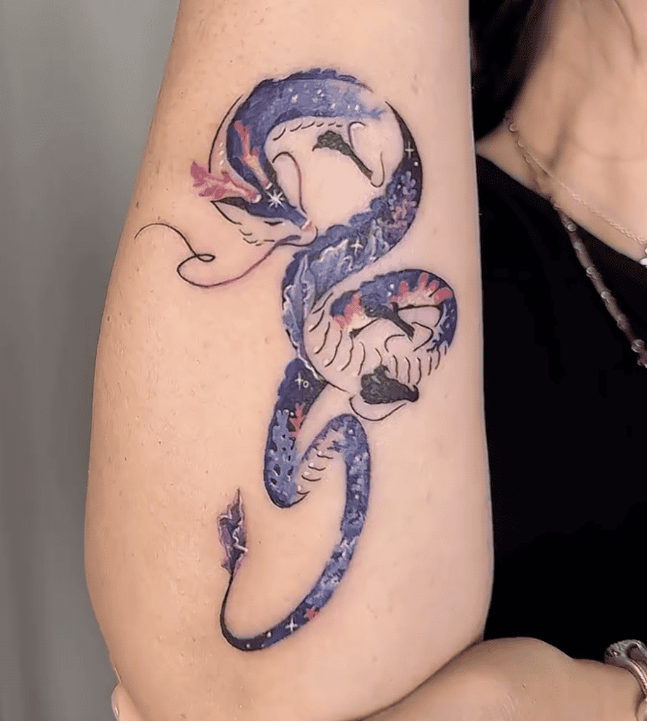 Blue Colour Dragon Tattoo