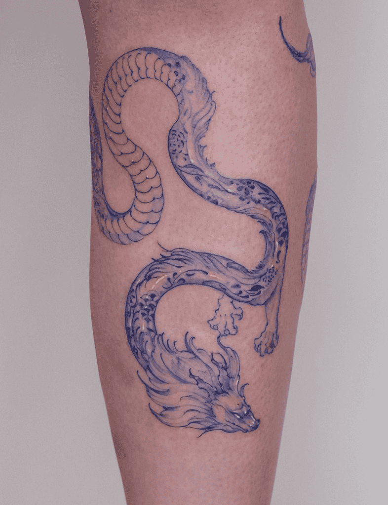Blue Elegant Dragon Tattoo