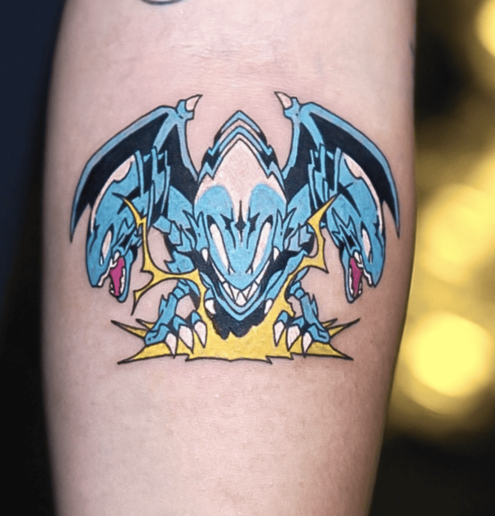 Blue-Eyes Ultimate Dragon Chibi Yu-Gi-Oh! Tattoo