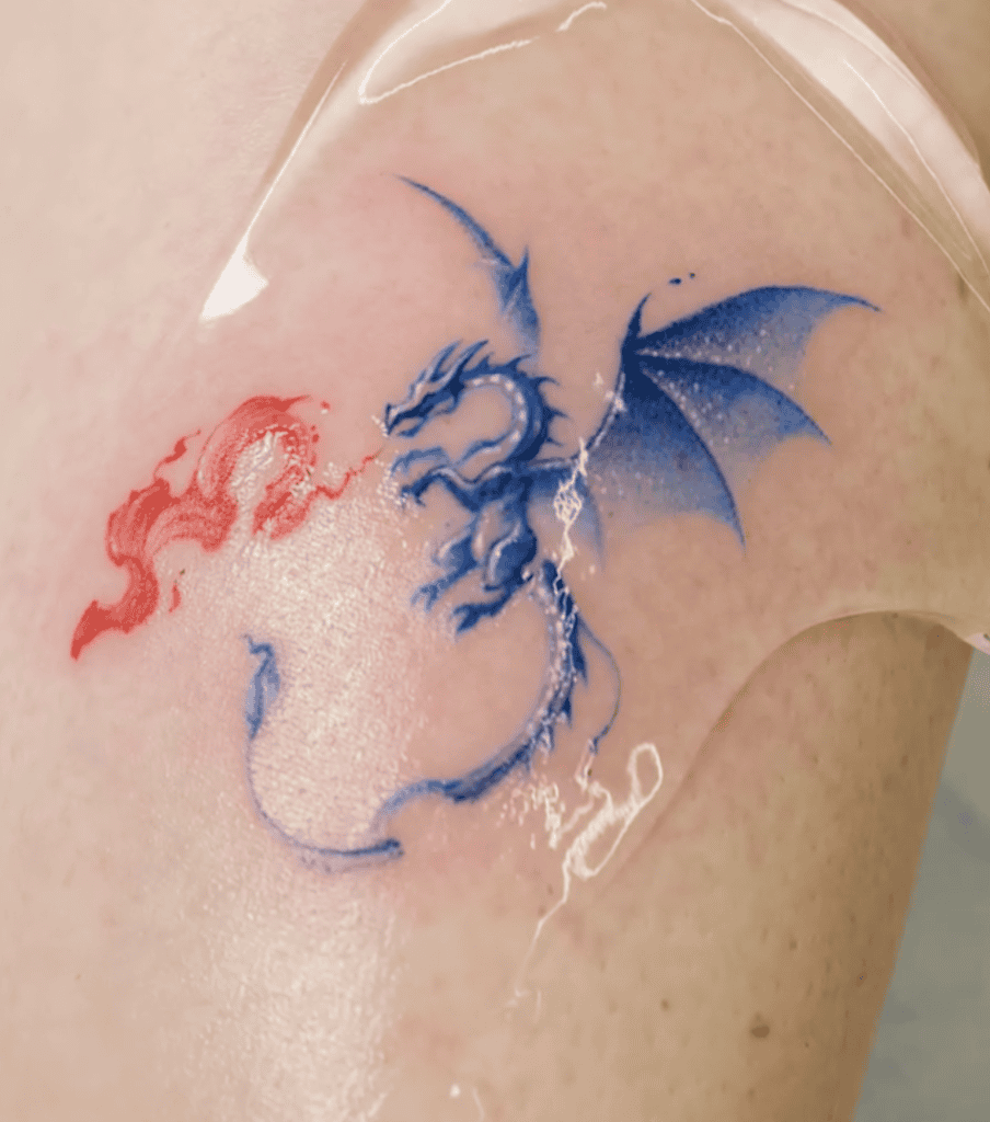 Blue Flame Dragon Tattoo