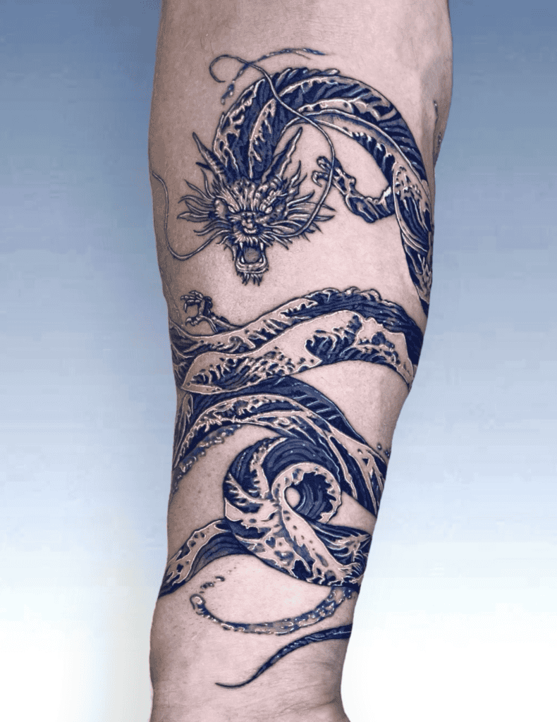 Blue Water Dragon Tattoo