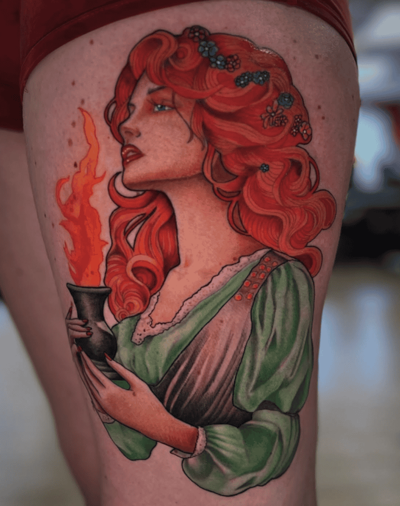 Brigid Red Celtic Mythology Tattoo