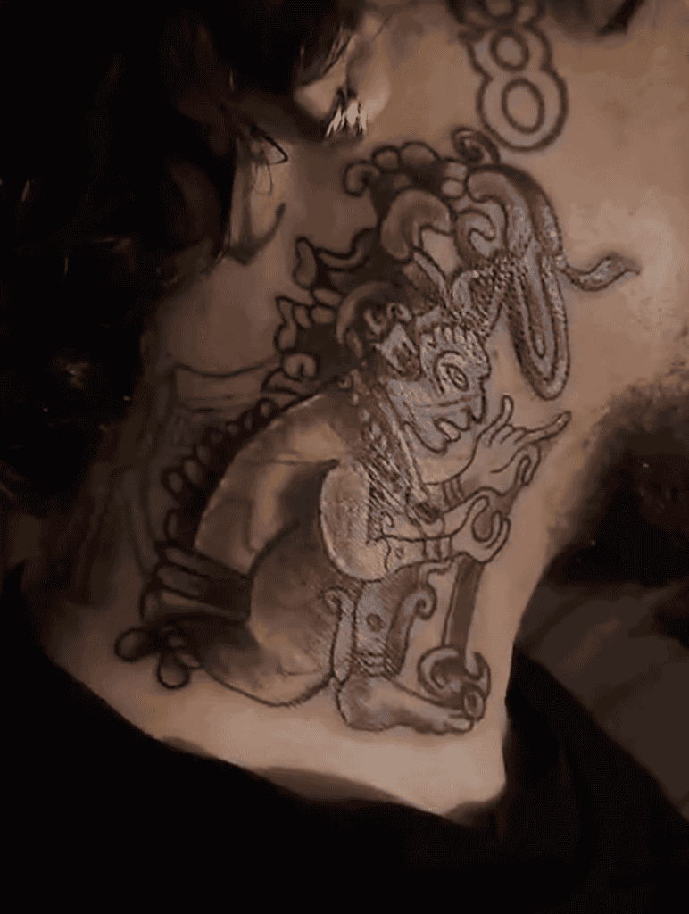 Buluc Chabtan Carving Mayan Mythology Tattoo