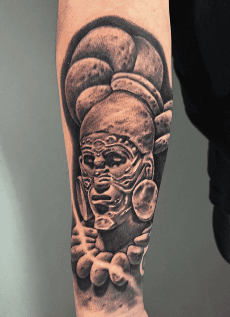 Buluc Chabtan Statue Mayan Mythology Tattoo