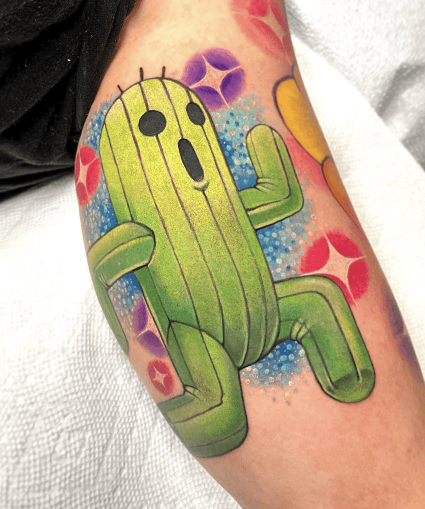 Cactuar Sparkle Final Fantasy Tattoo