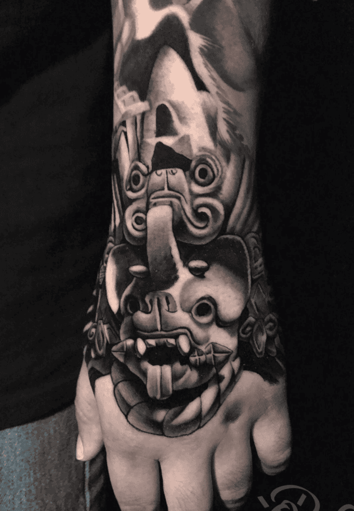 Camazotz Hand Mayan Mythology Tattoo