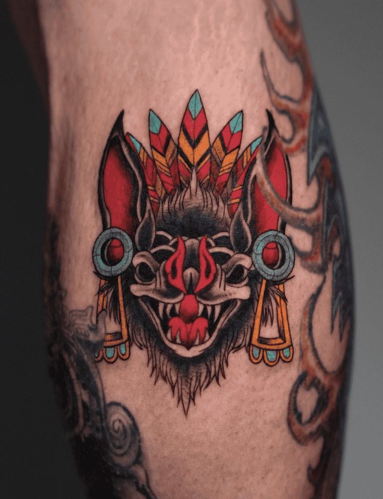 Camazotz Head Mayan Mythology Tattoo