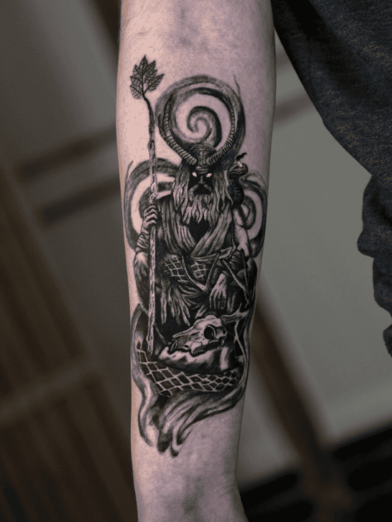 Cernunnos Spiral Celtic Mythology Tattoo
