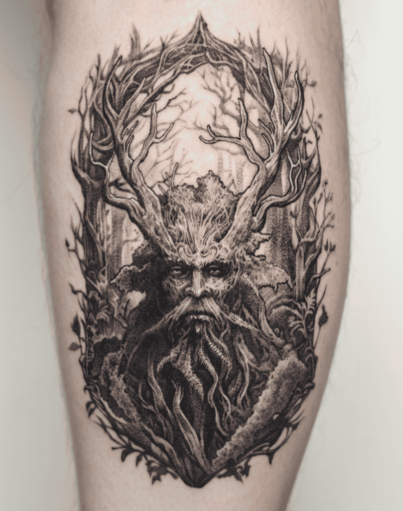 Cernunnos Tree Celtic Mythology Tattoo