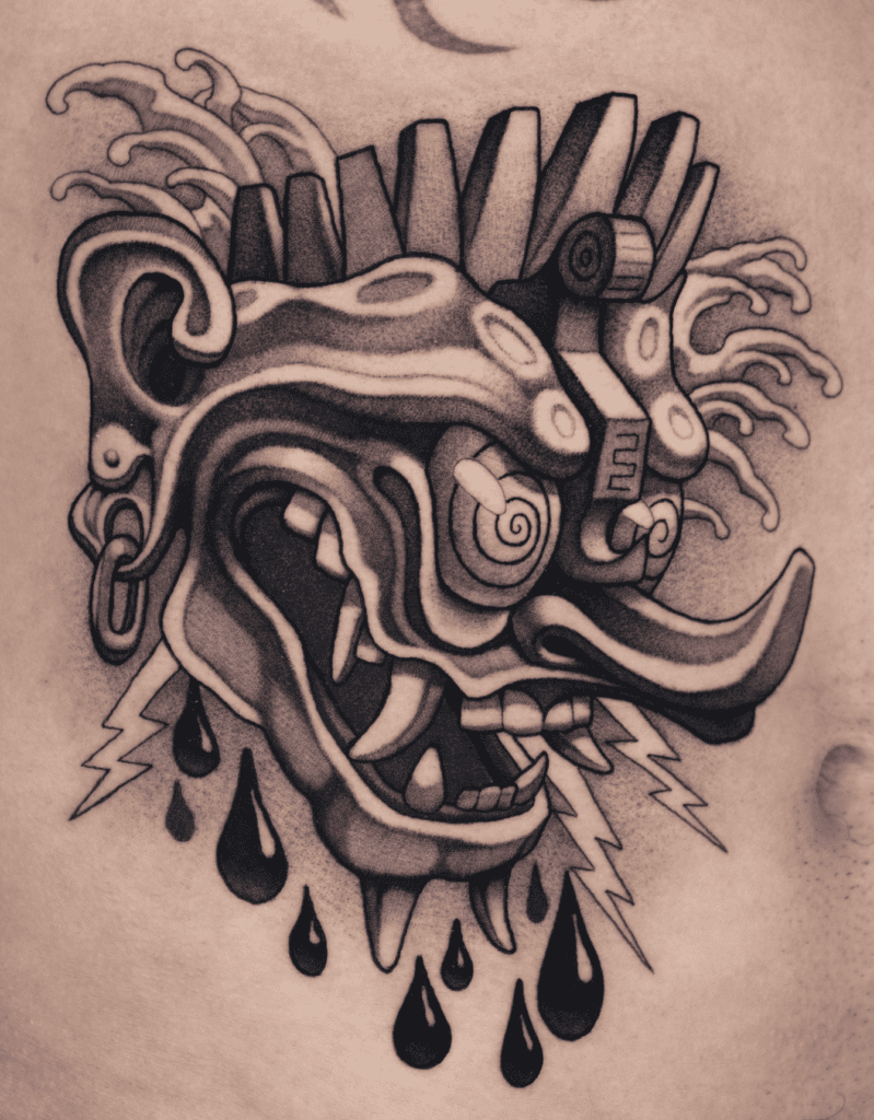Chaac Mask Mayan Mythology Tattoo