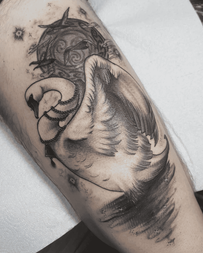 Children of Lir Lake Celtic Mythology Tattoo