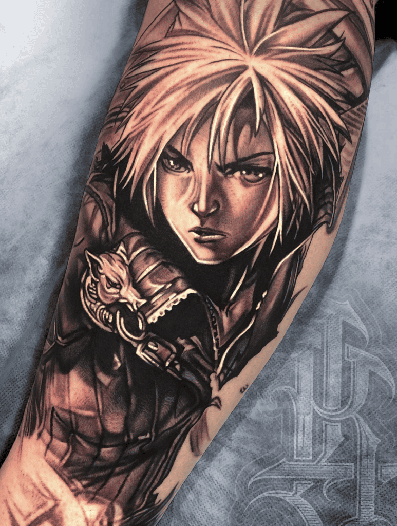 Cloud Strife Action Final Fantasy Tattoo