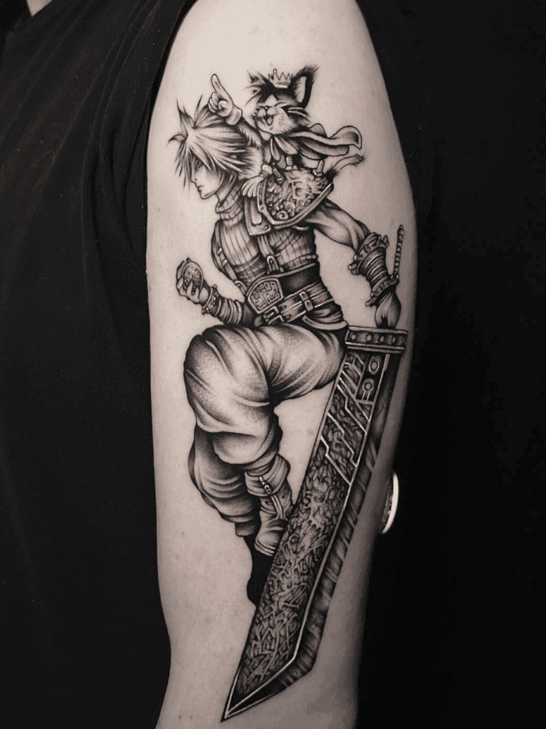 Cloud Strife Cat Final Fantasy Tattoo
