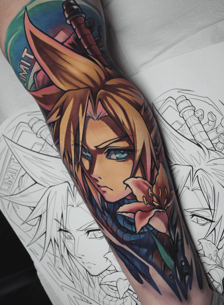 Cloud Strife Flower Final Fantasy Tattoo