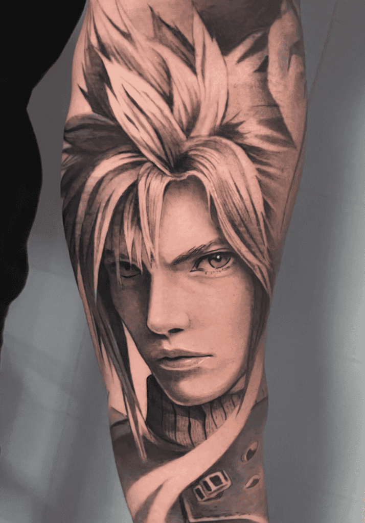 Cloud Strife Portrait Final Fantasy Tattoo