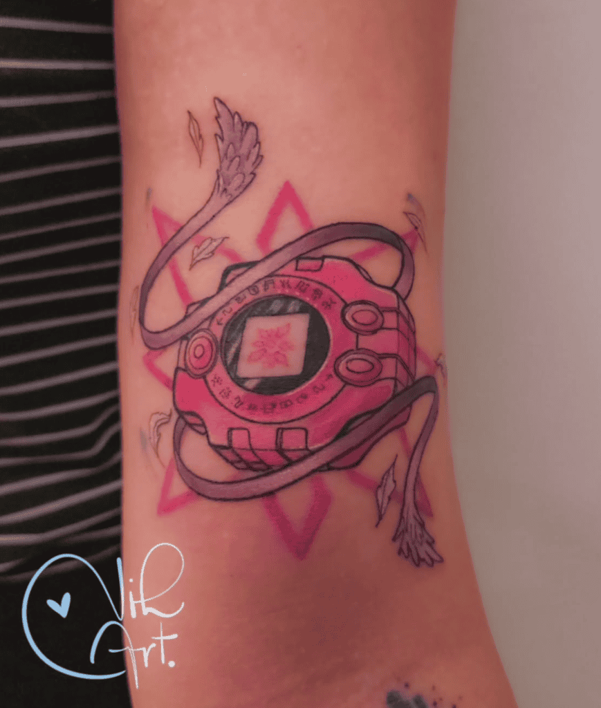 Digivice Pink Digimon Tattoo