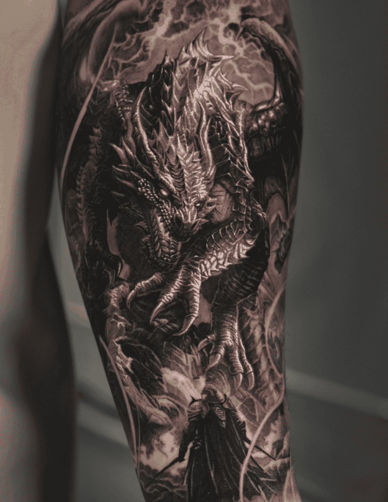 European Battle Dragon Tattoo