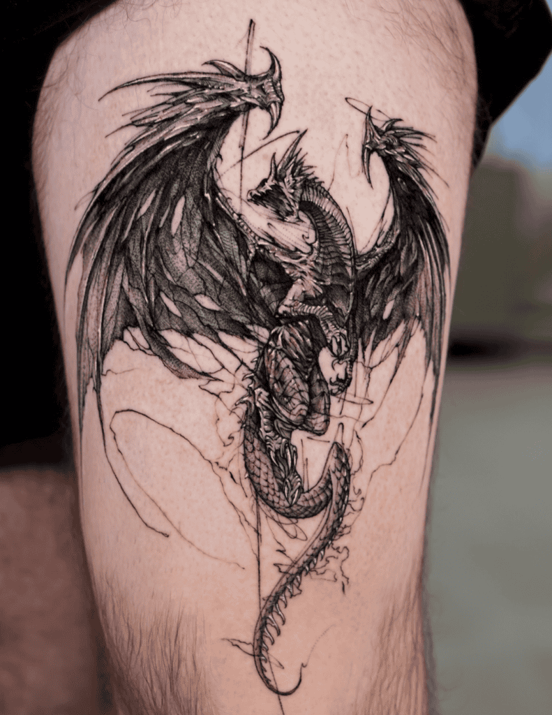 European Fierce Dragon Tattoo