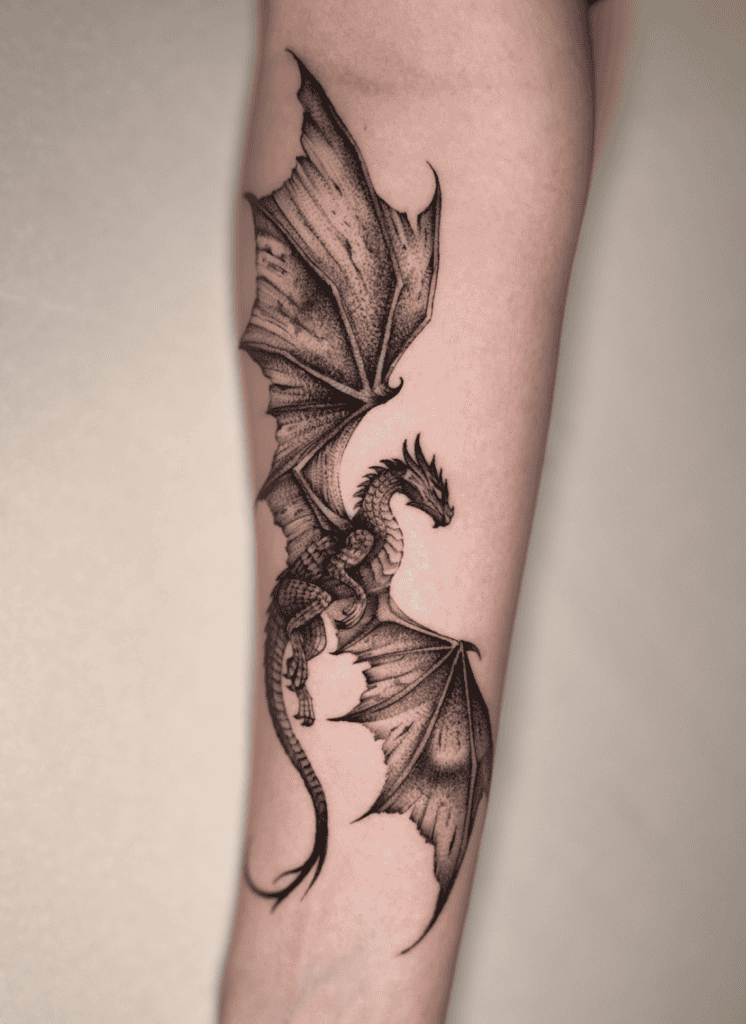 European Fly Dragon Tattoo