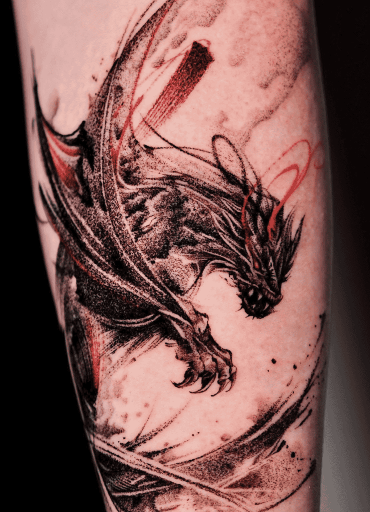 European Red Dragon Tattoo
