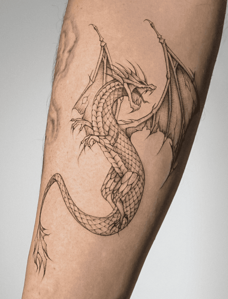 European Tounge Dragon Tattoo